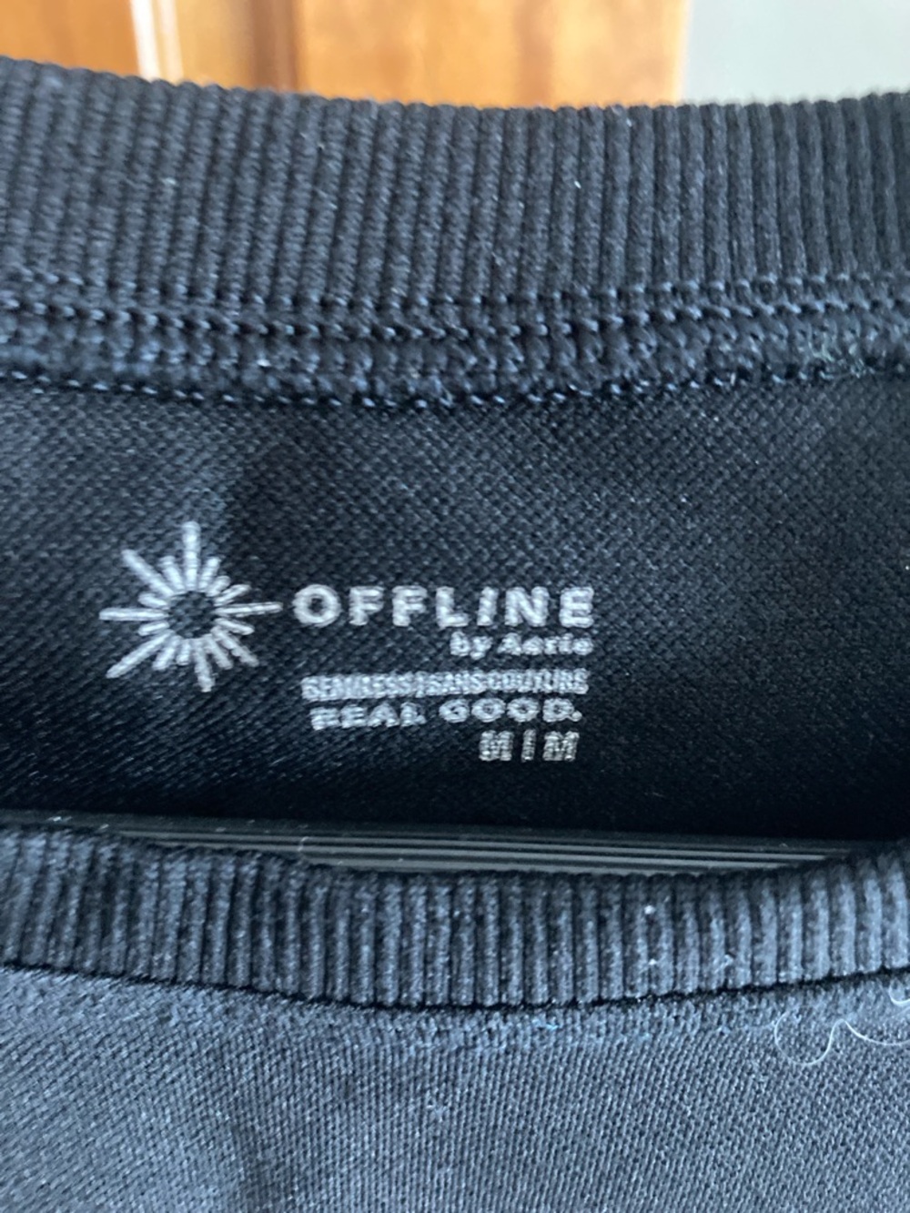 OFFLINE Essentials Black Short Sleeve Ribbed Crop Top - Picture 2 of 2